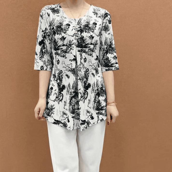 

Plus Size Mid-Length Chinese Style Short Sleeve T-shirt for Middle-Aged Moms 8XL (Recommended 230-245 lbs)