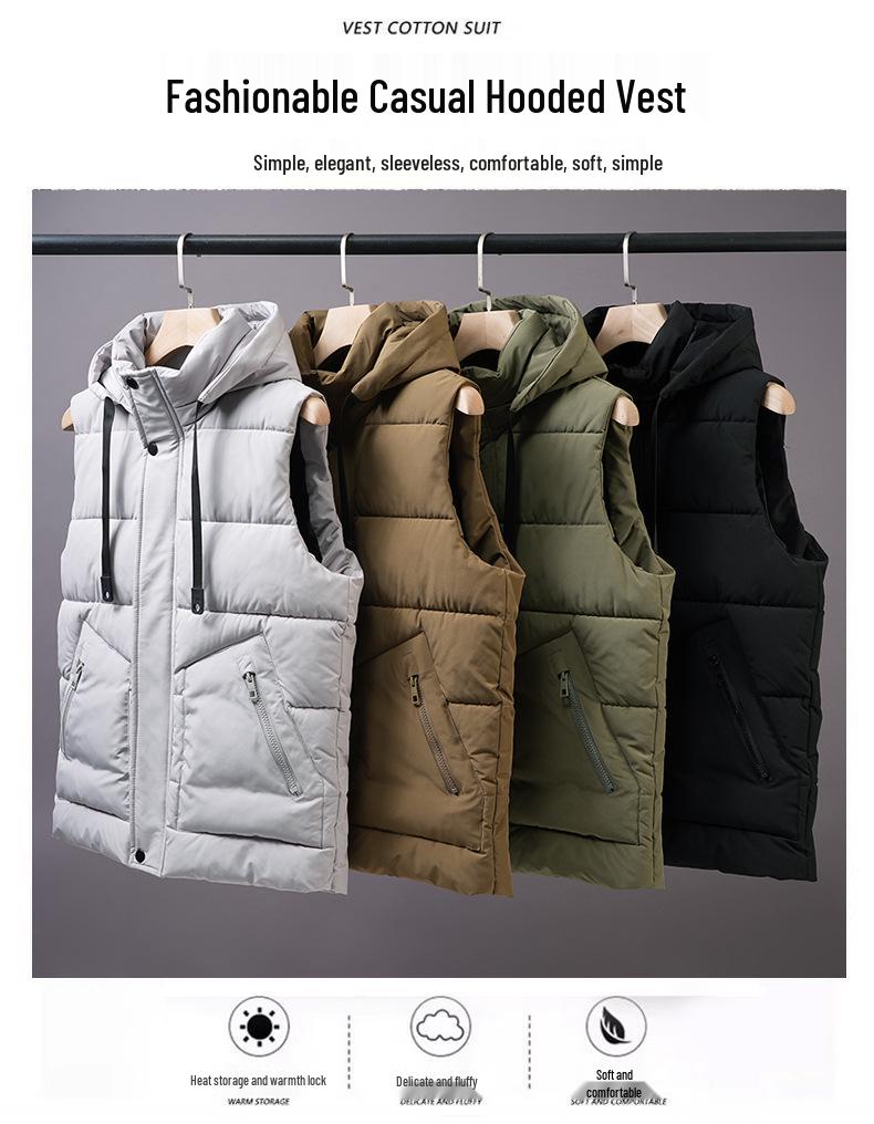 Autumn/Winter Men's Stylish Loose Cotton Vest - Trendy, Warm, Thickened Jacket