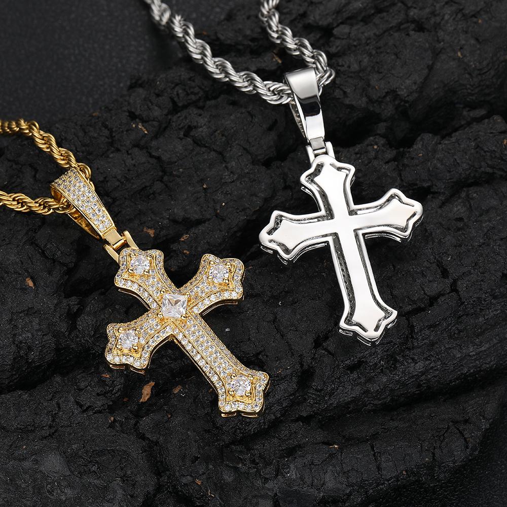 New Arrival Hip Hop Jewelry Full Pave Cross Pendant Necklace Women Christian Cross Charm Ornament Gift Drop Shipping
