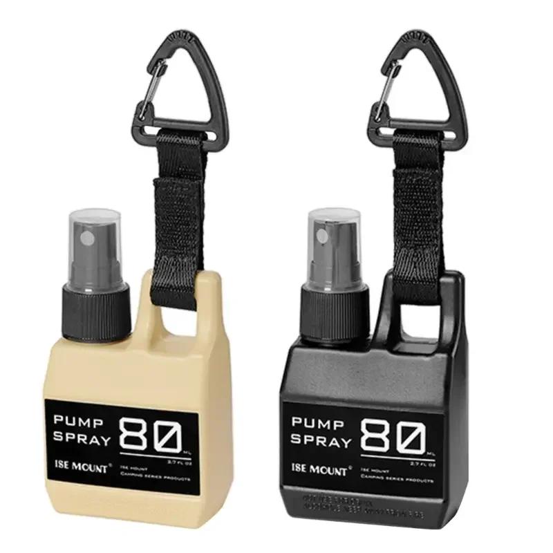 80ml Portable Refillable Pump Spray Bottle with Buckle for Alcohol Perfume Cosmetic Outdoor Camping Hiking Travel Black