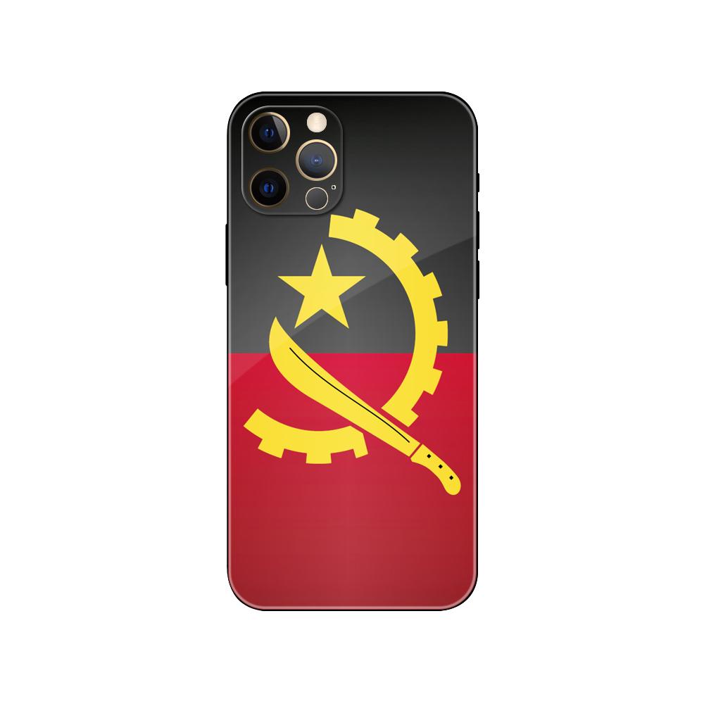 Schwarze TPU-Hülle für iPhone 5 5s se 2020 6 6s 7 8 plus x 10 XR XS 11 12 13 mini pro MAX Rückseite Angola Flagge