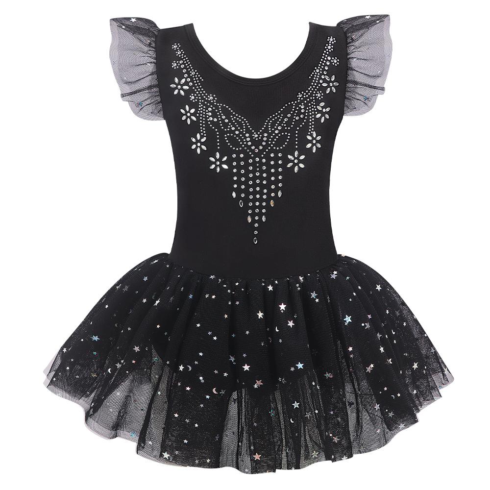 Girls Dance Leotards for Ballet Dress Shiny Tutu Skirted Leotard Gymnastics Bodysuit Ballet Wear Stage Performance Costume