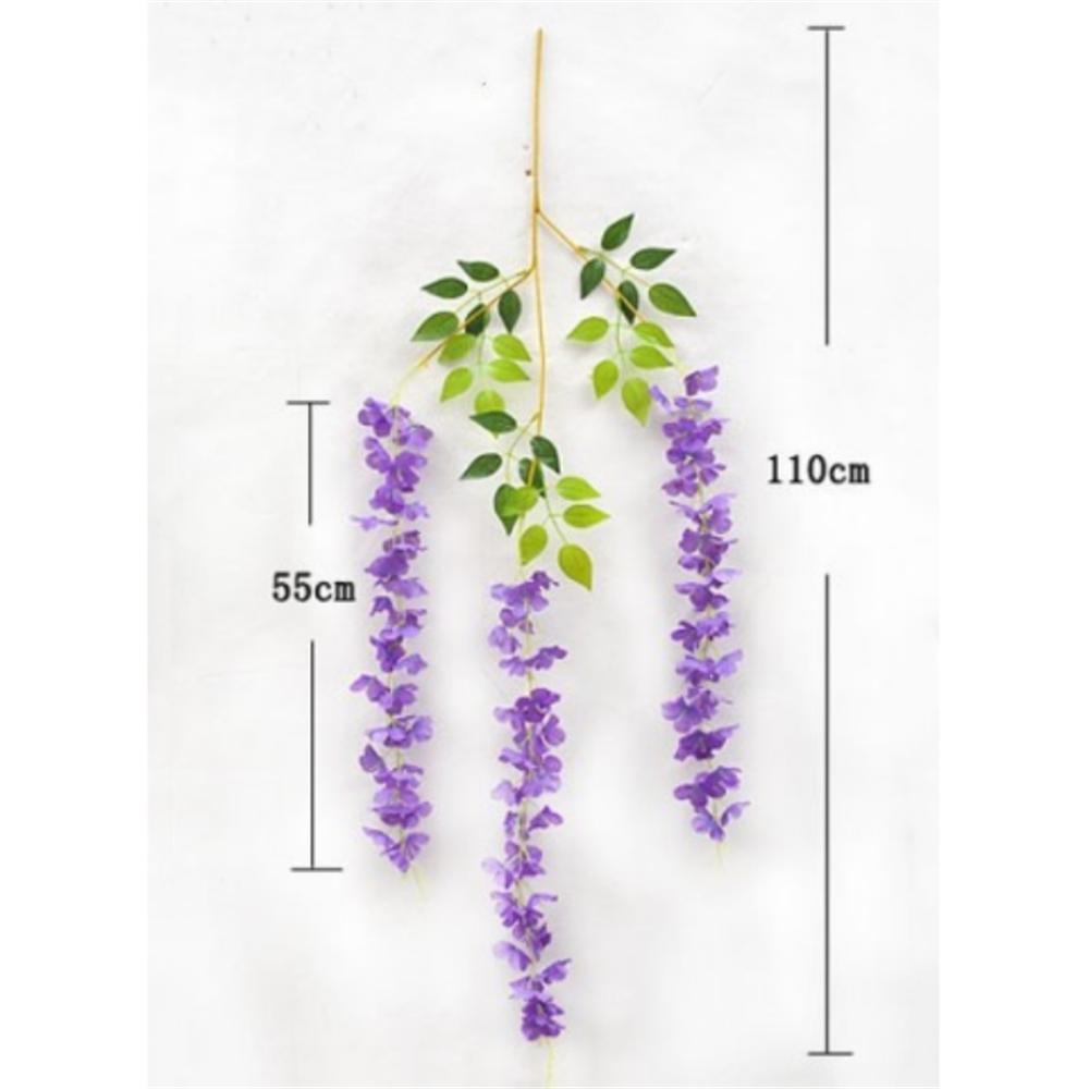 Wedding Decor Ceiling Decoration Vine Artificial Silk Fake Flower Garland Vine Wisteria Leaf Hanging Simulation Wisteria Flowers