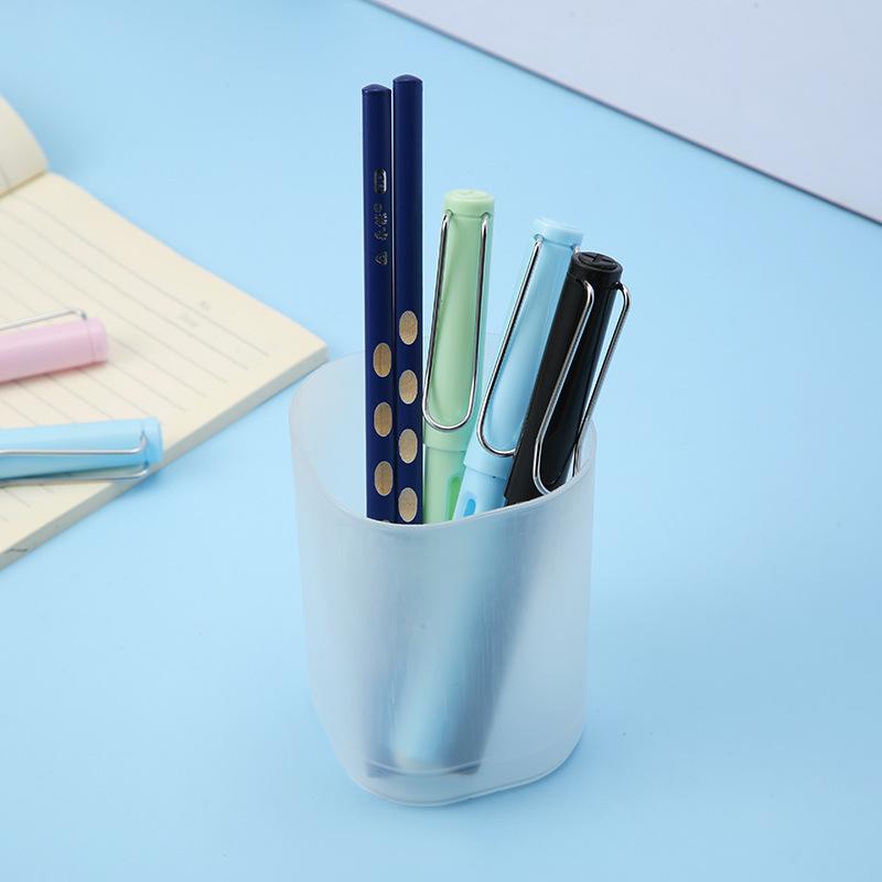 Frosted Semi-transparent Desktop Pen Holder: Multi-functional Stationery Storage with Simple Slanted Design