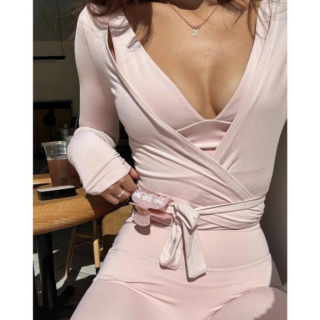 European & American Lace-Up Long Sleeve Cardigan: Stretchy, Slimming, Yoga & Pilates Wear (1777)