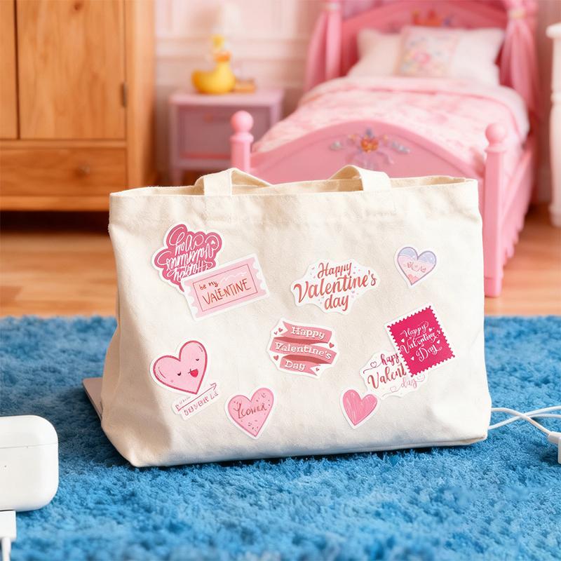 100PCS Valentines Day Stickers Heart Sticker Heart Romantic Valentine's Day Stickers Vinyl Waterproof Decals for Water Bottle