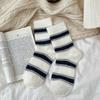 5 pairs Women Navy Bear Australian Velvet Mid Calf Socks Autumn Winter Fleece Thick Warm Heart Lace Trim Indoor Floor Socks Cozy Home Thermal Hosiery