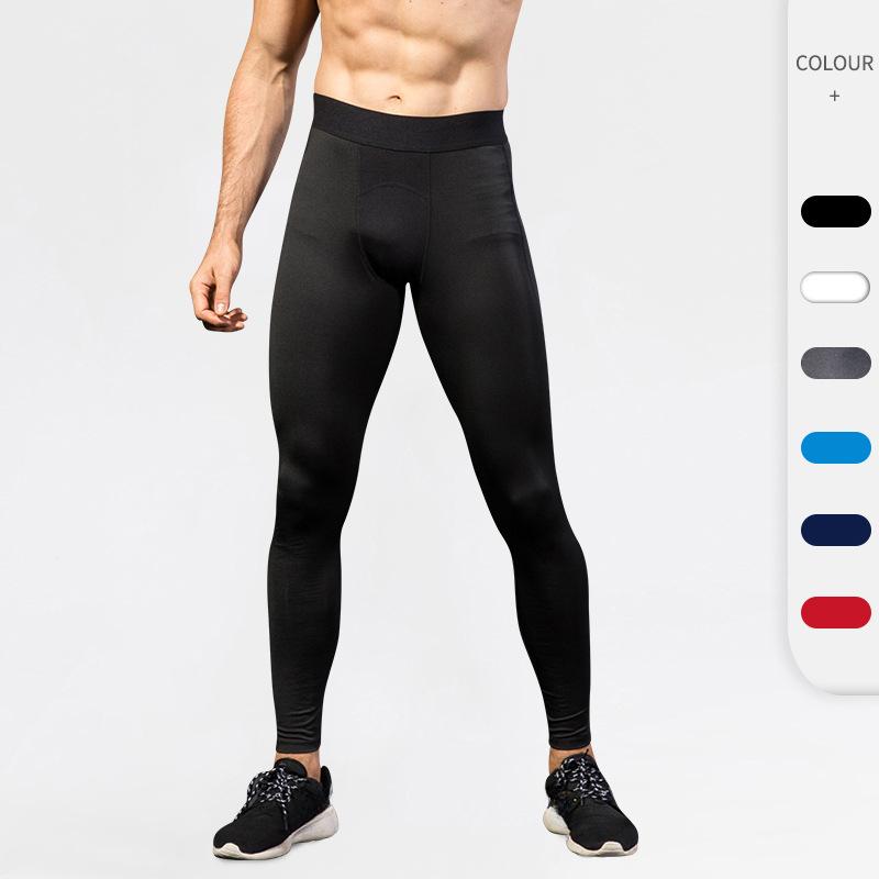 Men's Black Sports Pants Tight Training Active Pants & Tights Fitness Running Mesh Splicing Speed Drying Elastic Tight Pants 1040