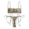 Women Leopard Print High Waist Two Bikini Swimwear Swimsuit Beachwear