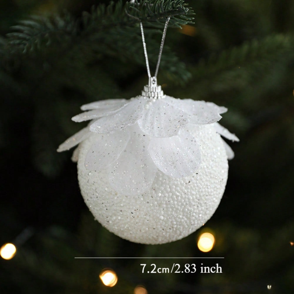 Juego de 5 piezas de decoraciones de pétalos de espuma blanca, accesorios para colgar con polvo adhesivo, suministros de decoración, decoraciones de invierno