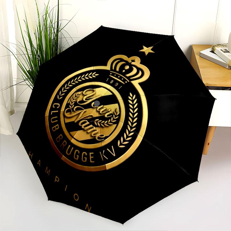 1 PC Automatic Folding Umbrella - Club Brugge KV Custom Name Pattern, Portable & Foldable Design with 8 Ribs, Christmas Birthday Gifts