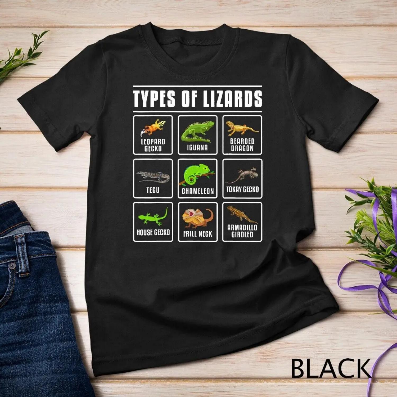 Types of Lizards Lizard Reptiles T shirt S чёрный