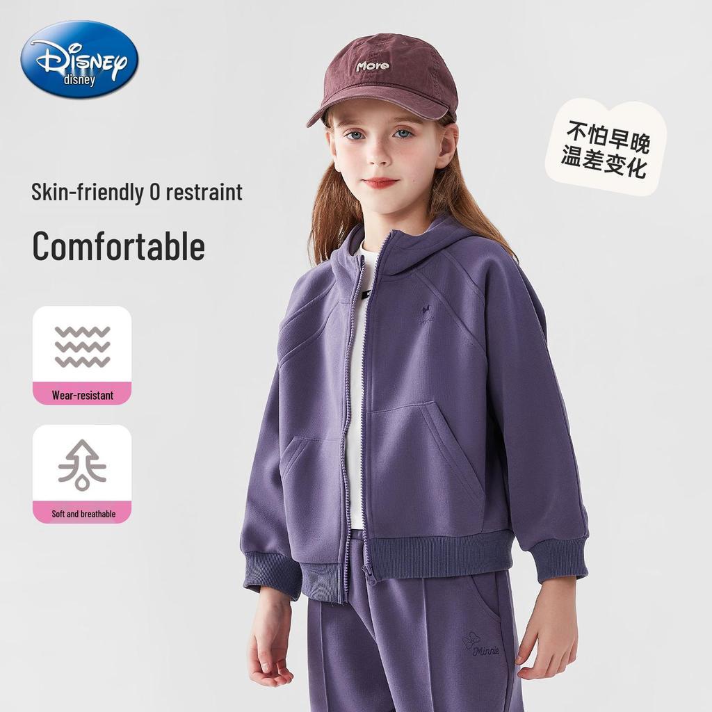 Autumn 2025 Minnie Girls' Tracksuit: Cute Hooded Jacket & Cuffed Sweatpants