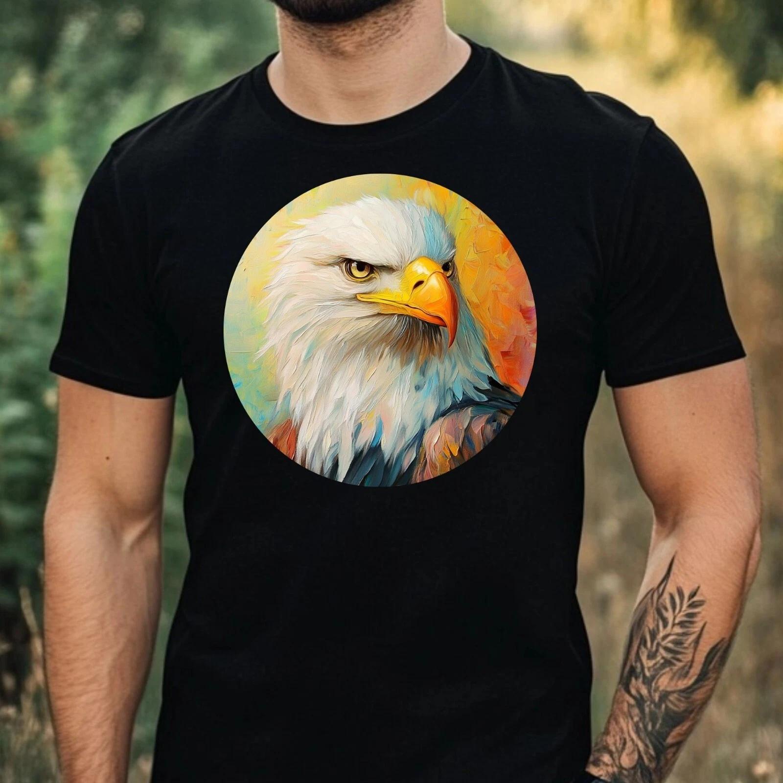 T-Shirt Herren Adler Portrait Motiv Baumwolle Größe XS bis 5XL M