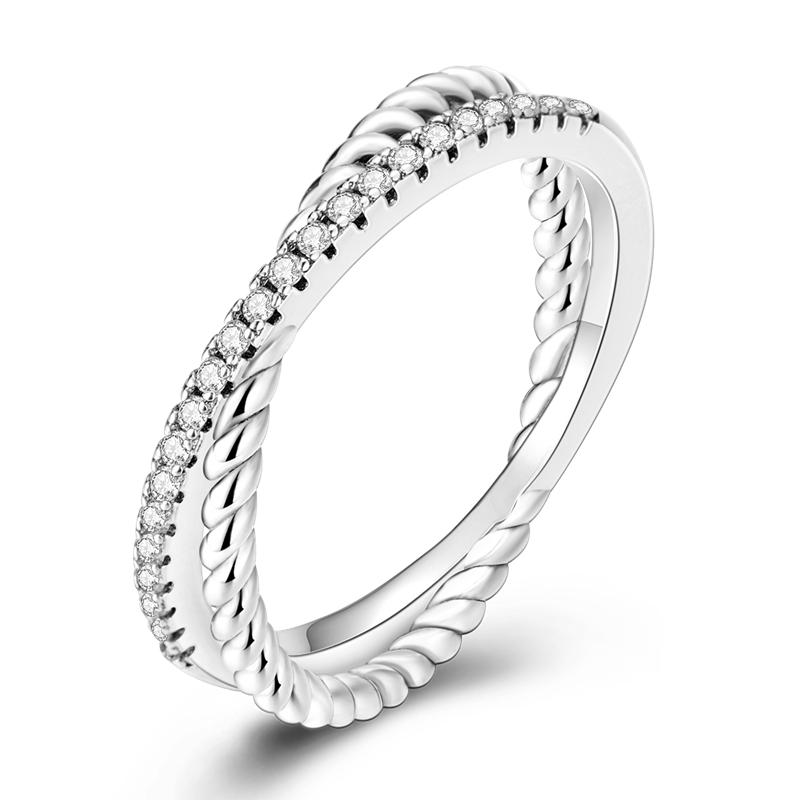 Authentic 925 Sterling Silver Rings Sparking Zircon Ring Popular LOVE Wedding Rings for Women Engagement Jewelry Anniversary