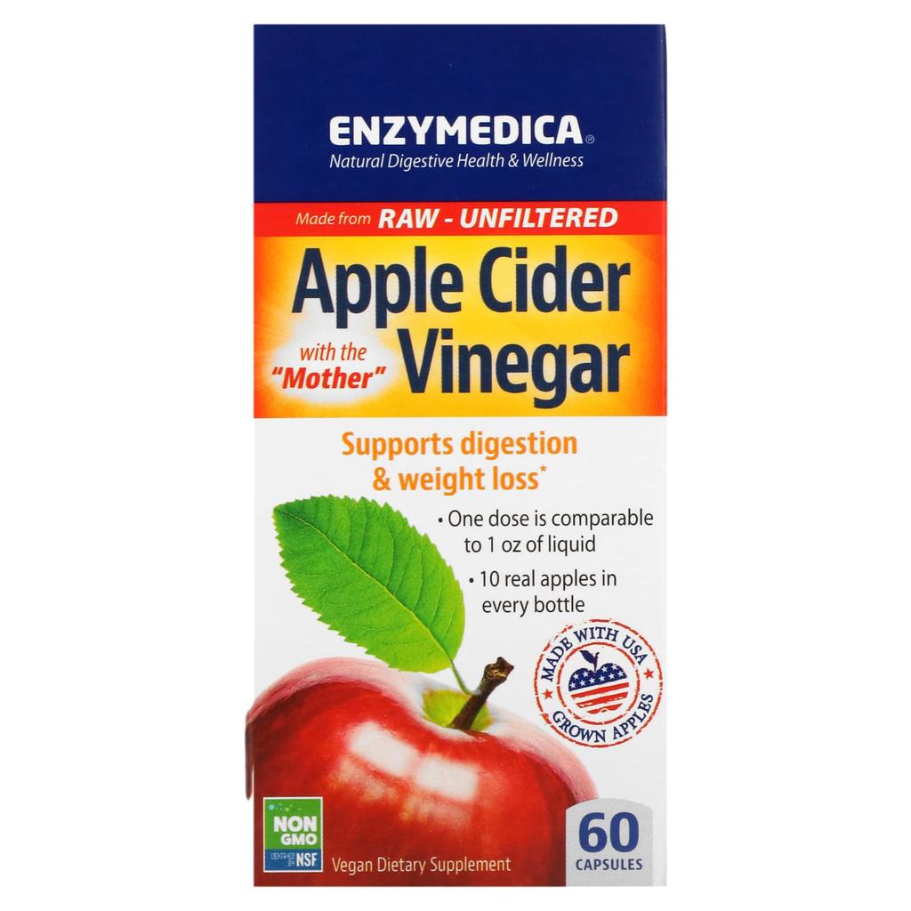 Enzymedica, Apple Cider Vinegar with Mother, 710 mg, 60 Capsules (355 mg per capsule)