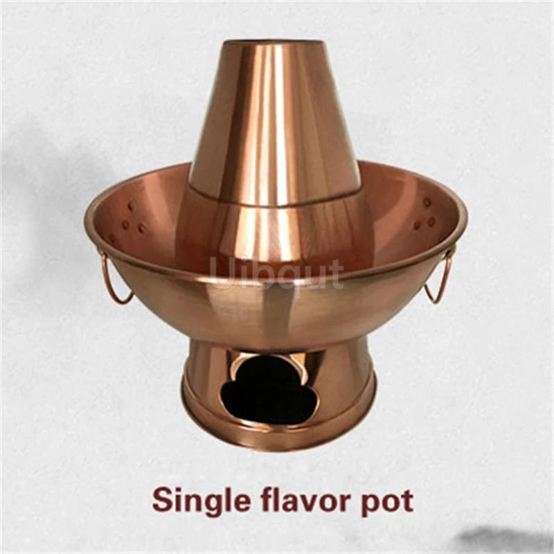 Red copper thickened double flavor pot Old Beijing stove Instant boiled mutton charcoal manual copper hot pot Copper hot pot