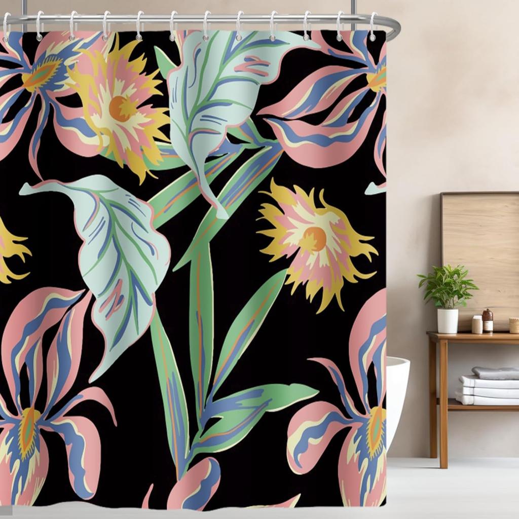 Black And White Shower Curtain Fun Shower Head And Water Drops Shower Curtains For Bathroom Machine Washable Waterproof