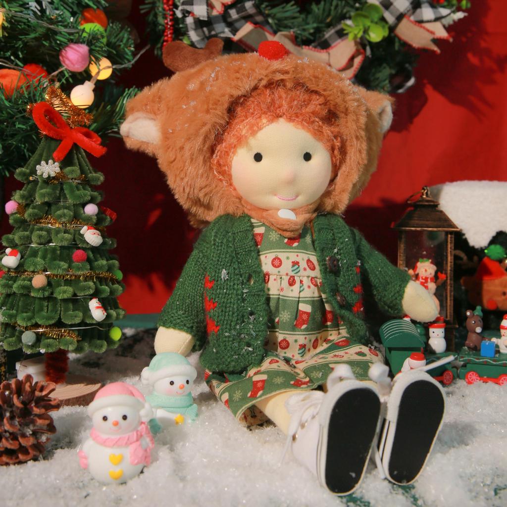 BlissfulPixie Handgefertigte Waldorfpuppe - Cora, 30cm, Weich, Niedliches Plüschtier für Mädchen, Perfekt für Kinder