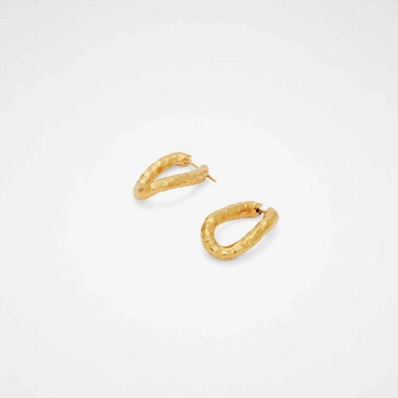 Fashion Personality Simple Brass Plated 18K Real Gold Irregular Section U-Shaped Ear Buckle Earrings Niche Earrings Women