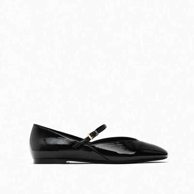 Fashion Spring Designer Red Women Ballet Shoes Casual Round Toe Flats Patent Leather Office Female Shoes Women Flats Luxury Shoes