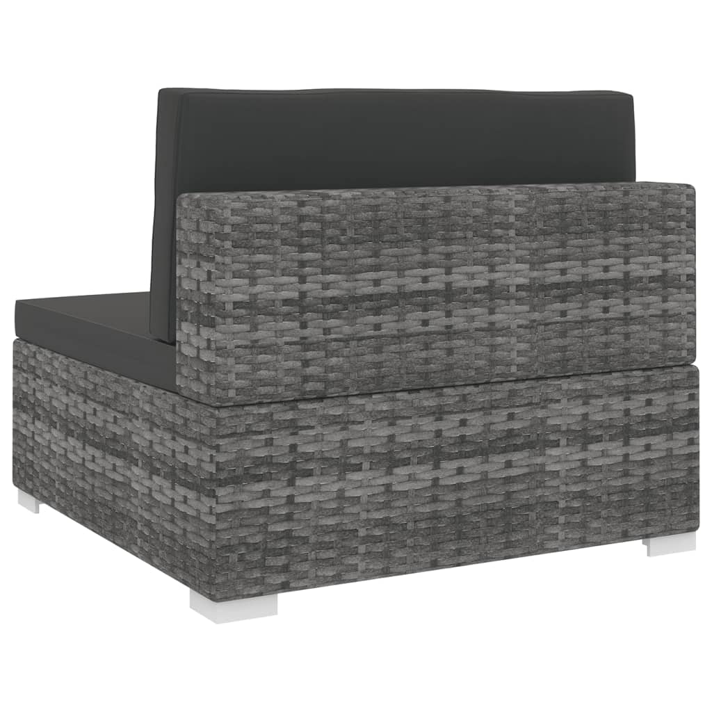 Modular Medium Sofa with Cushions Poly Rattan Grey