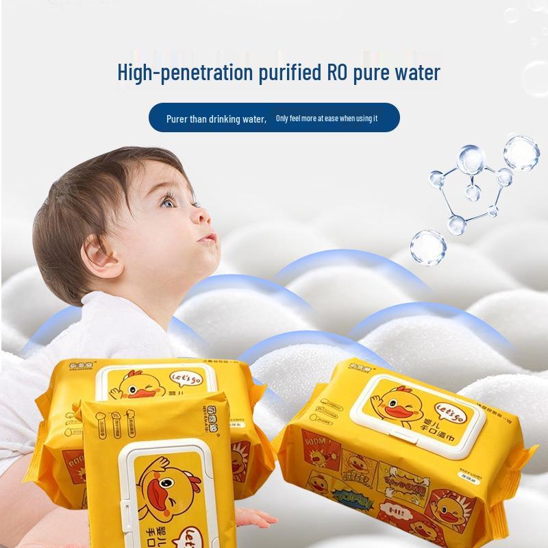 Little Yellow Duck Soft Wet Wipes - Large Family Pack with Lid, 80 Thickened Wipes