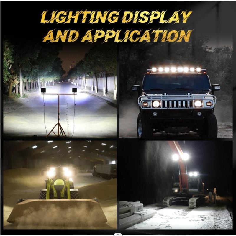 12V-24V Wasserdichte LED Arbeitsscheinwerferleiste Quadratischer Scheinwerfer 48W Arbeitsscheinwerfer Scheinwerfer Für LKW Offroad Nachtfahrlicht Für SUV