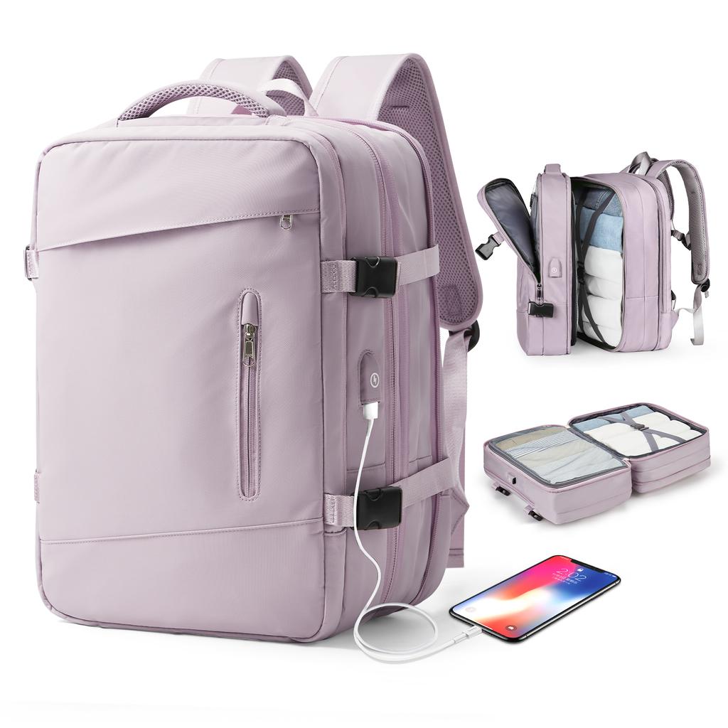 Large Travel Backpack for Men 40L Expandable Women Backpack, Hand Luggage Waterproof Backpack with USB Outdoor Hiking Backpack