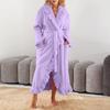 Women's Long Warm Nightgown Home Wear Solid Color Thick Bathrobe Close Fitting Pajamas