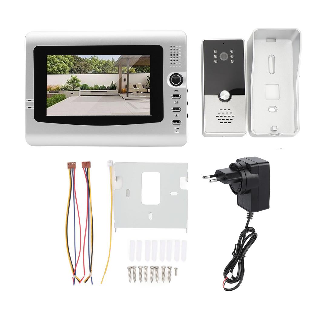 Wired Video Intercom System Smart Infrared Video Doorbell Camera with 7 Inch TFT Color Screen Displa