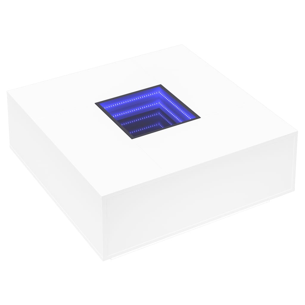 Stolik Kawowy Z Led Infinity, Biały, 100X100X40 Cm