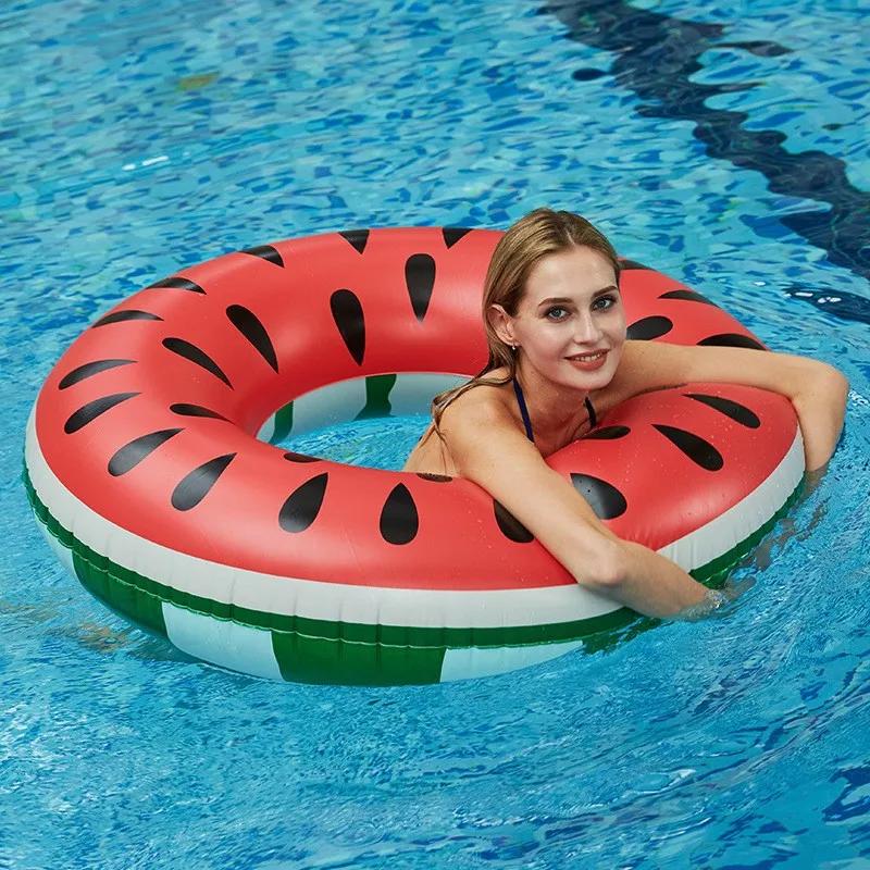 Watermelon Inflatable Swimming Ring PVC Thickened Summer Water Toys for Kids Adults Simulation Pool Beach Party Decoration