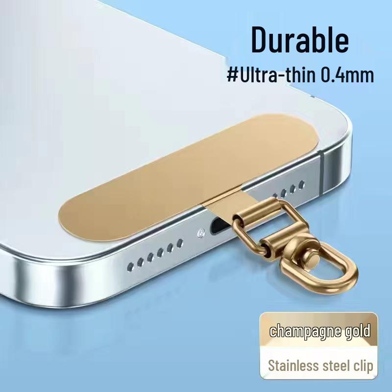 Ultra-thin 360° Rotating Stainless Steel Phone Lanyard Clip with Anti-Lost Universal Back Sticker