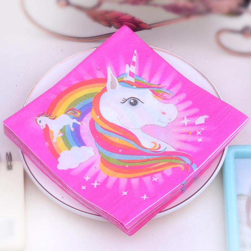 Unicorn and Floral Paper Napkin Set with Placemats and Cups for Weddings and Parties.