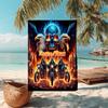 1PC Custom Name Biker Spirit Fire Skull Beach Towel Highly Absorbent And Sand-Resistant Towel for Swimming, Pool, Yoga, And Travel Lightweight