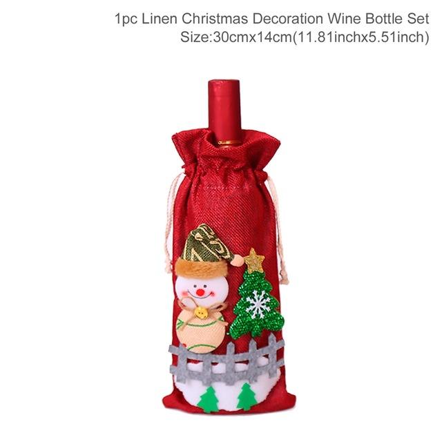 Copri bottiglia di vino di Capodanno Decorazioni di buon Natale per la casa Regalo di decorazioni per la tavola di Natale