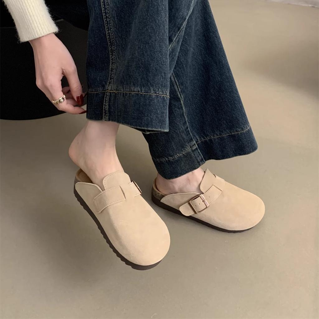 Zhike~ Platform-soled Boken shoes women's spring 2025 new baotou half slippers outer wear height-increasing muffin shoes