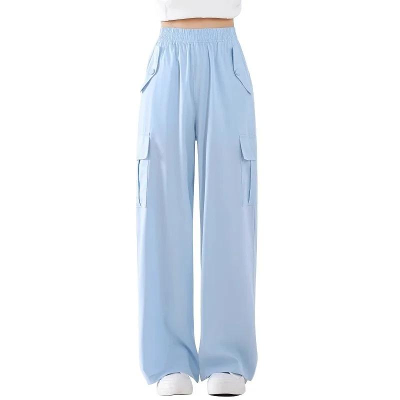 Girls Wide Leg Pants Children's Ice Silk Trousers Anti Mosquito Pants Teen Sports Style Clothing Kids Streetwear Cargo Pant