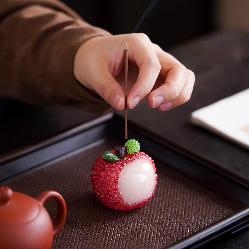 Lychee Fruit Shaped Incense Burner Mini Auspicious Cloud Tray for Sandalwood Agarwood Home Aroma Diffuser