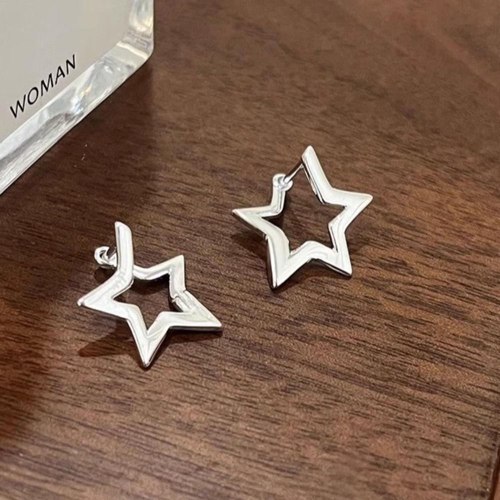 Zinc Zinc Alloy Hollow Pentagram  Earring Jewelry Accessories Hoop Ear Buckle Star Hoop Earrings  Girls