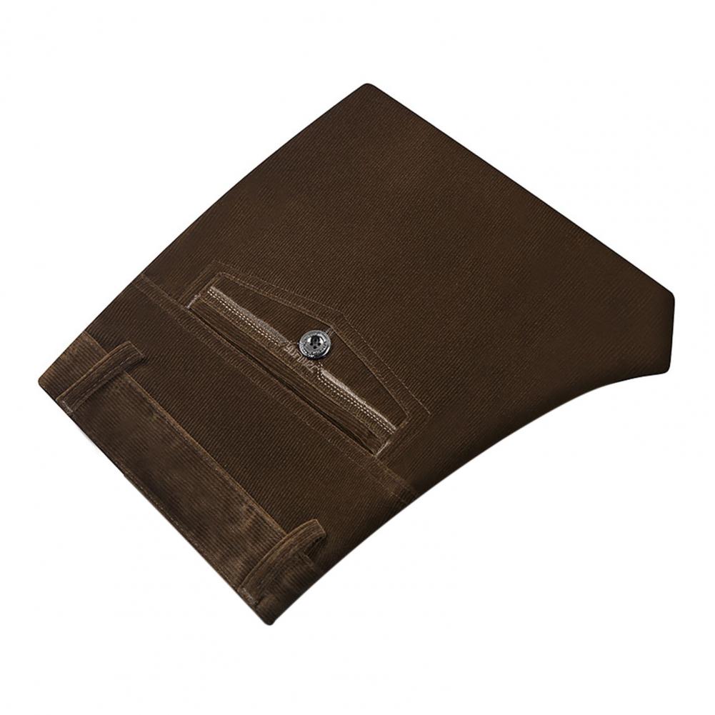 Mid-aged Men Pants Corduroy Solid Color Soft Plush Straight Wide Leg High Waist Button Zipper Closure Formal Business Style Long