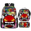 Cartoon Geometry Dash Kinder Schulrucksack mit Umhängetasche Federmäppchen Schultaschen für Jungen Mädchen Bestes Geschenk