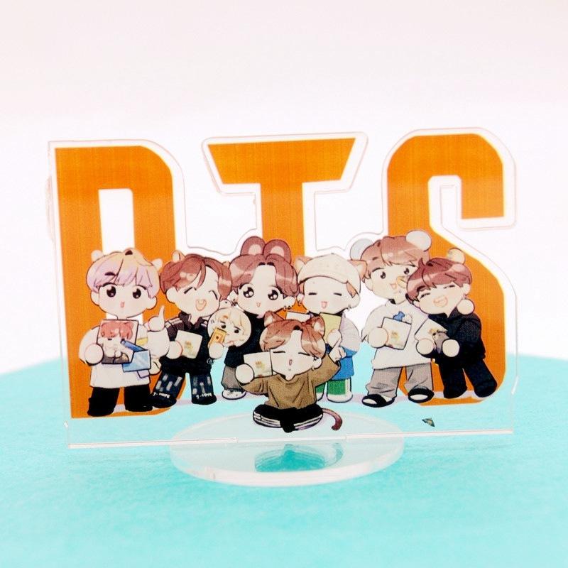 BTS 10cm Cute Cartoon Acrylic Standee, Bangtan Boys Casual Outfit Cartoon Figure Display, Kpop ARMY Fans Desk Decor