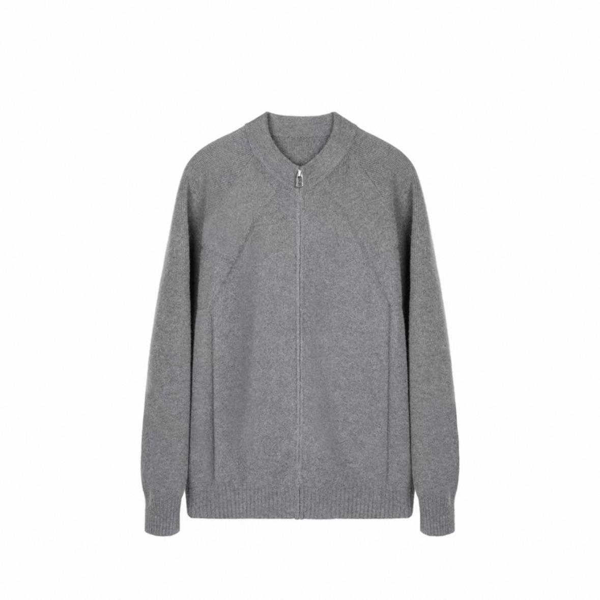 

Premium Double-Strand 48-Count Round Neck Zipper Knit Cardigan - Versatile and CleanFit Design Small темно-сірий