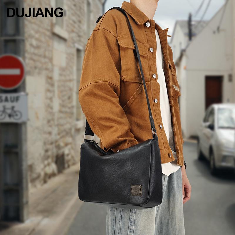 Genuine Leather Men's Crossbody Bag - High-End, Large Capacity, Casual Outdoor Shoulder Bag
