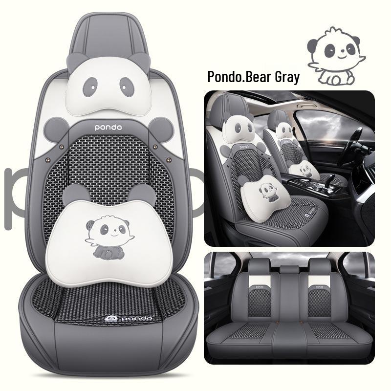 2022 New Cartoon Leather Ice Silk Car Seat Cushion Set, Four Seasons