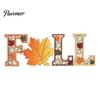 Solid Wood Harvest Theme Signs 4Pcs/Set Fall Wooden Tabletop Signs, Autumn Maple Leaf Letter Decorations for Table Tiered Tray Fireplace Dining