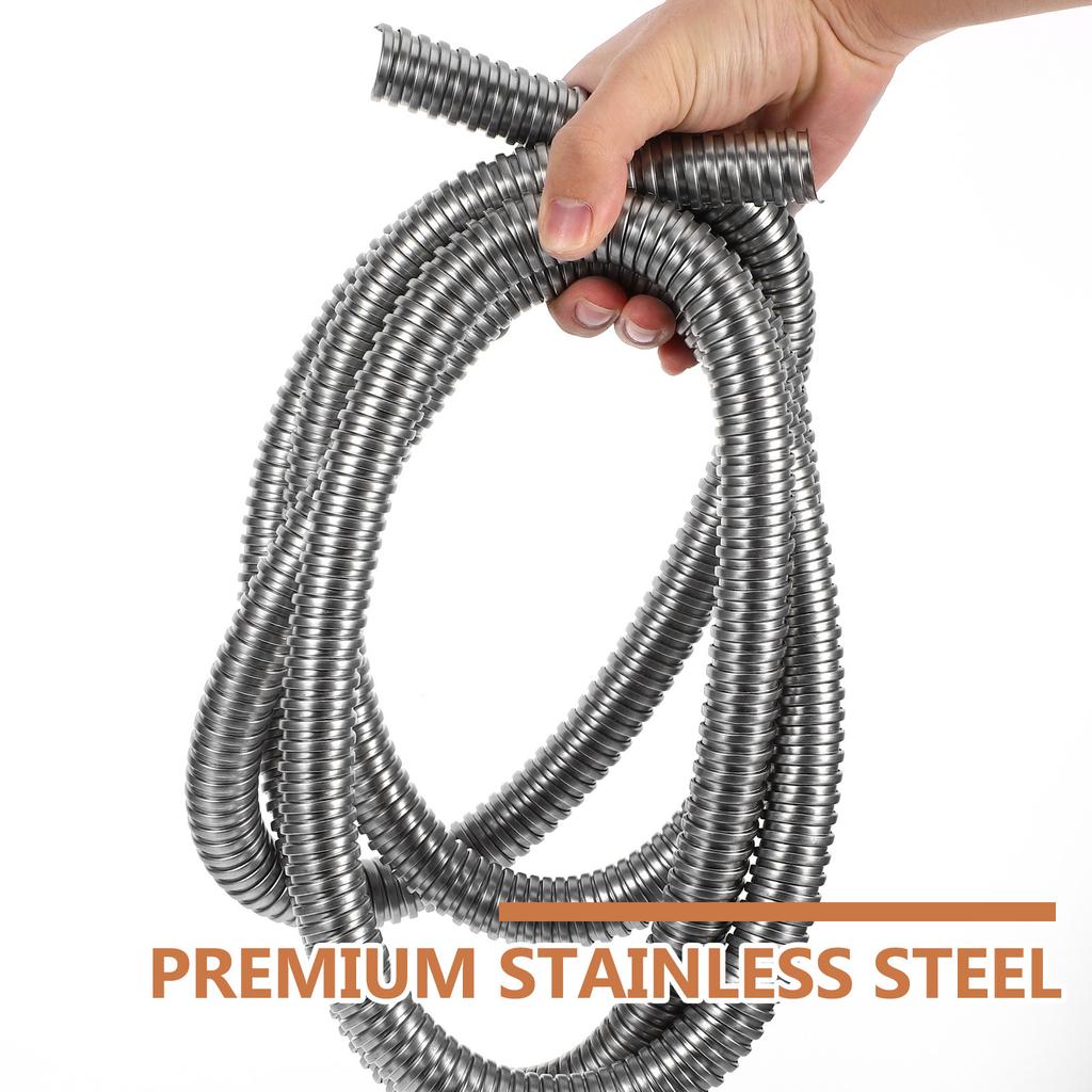 Stainless Steel Protector Sleeve Metal Threaded Hose Cable Sleeve Protector for Home Office Wire Cable Organizer Heavy Duty
