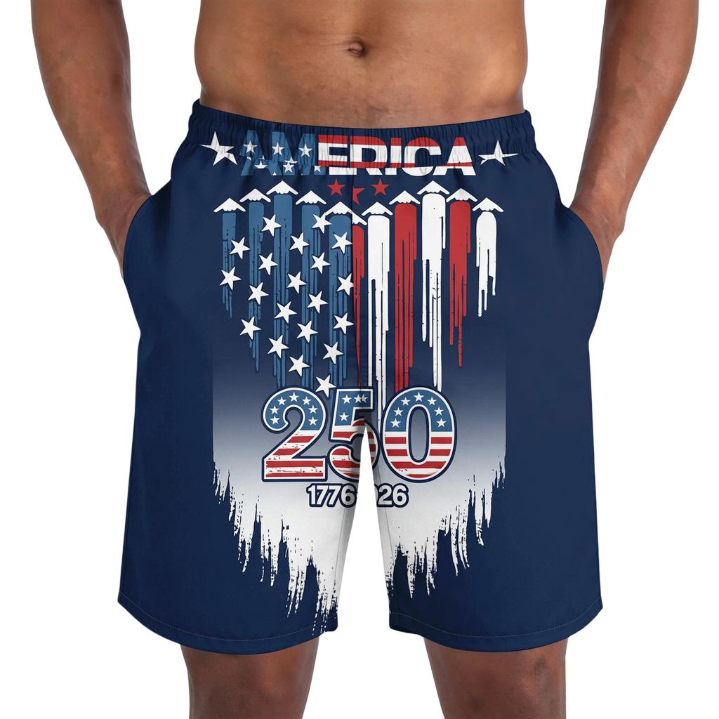 Pantalones Cortos Casuales de Moda con Estampado del Día de la Independencia para Hombre, Pantalones Cortos Deportivos Ligeros y Transpirables para Hombre